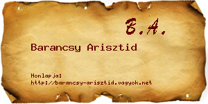 Barancsy Arisztid névjegykártya